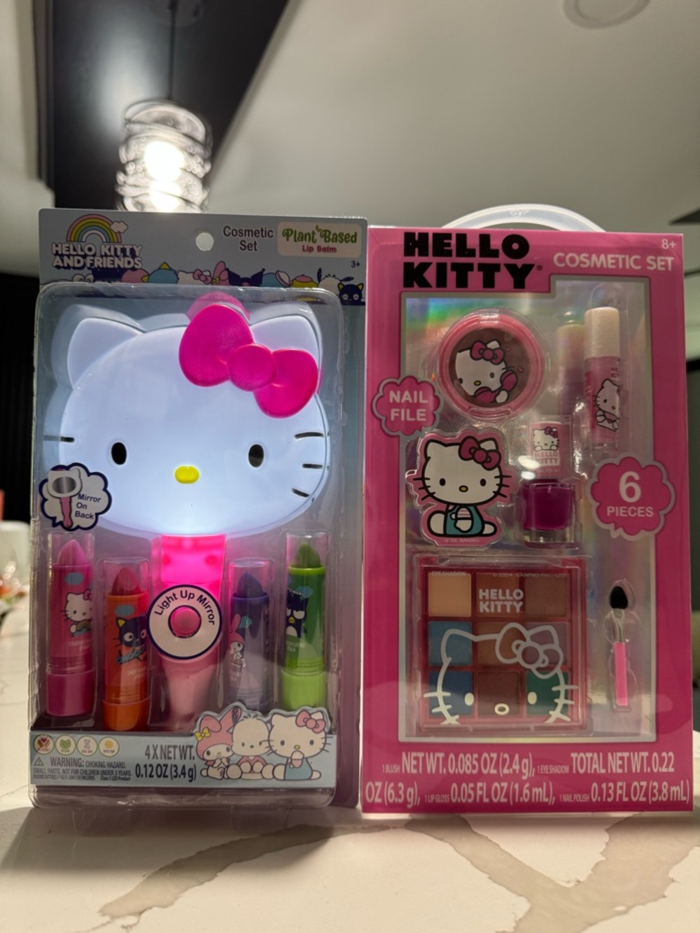 Lot of 2Hello Kitty Kids Cosmetic Set - Pink & White Light-Up Mirror